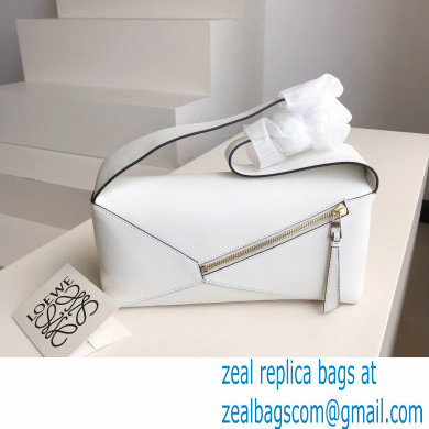 loewe Puzzle Hobo bag in nappa calfskin white - Click Image to Close