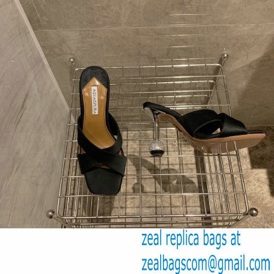 Aquazzura Heel 8.5cm Satin Yes Darling Mules Black 2022