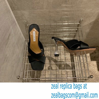 Aquazzura Heel 8.5cm Satin Yes Darling Mules Black 2022 - Click Image to Close