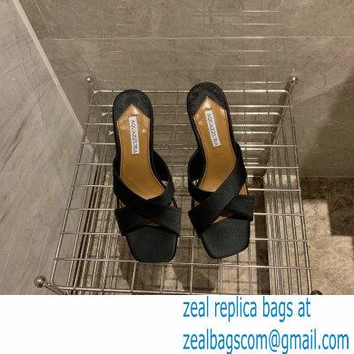 Aquazzura Heel 8.5cm Satin Yes Darling Mules Black 2022 - Click Image to Close