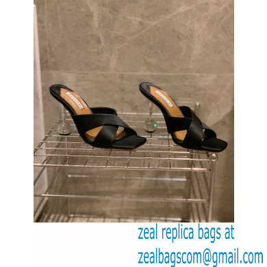 Aquazzura Heel 8.5cm Satin Yes Darling Mules Black 2022 - Click Image to Close