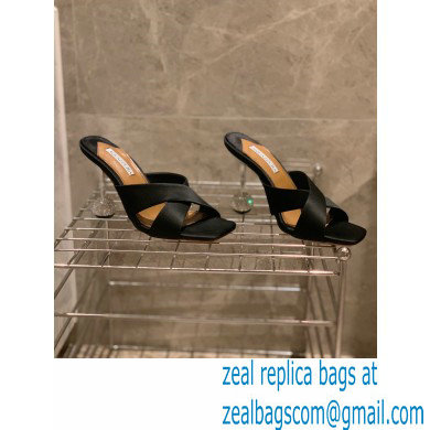 Aquazzura Heel 8.5cm Satin Yes Darling Mules Black 2022