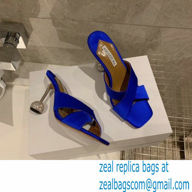 Aquazzura Heel 8.5cm Satin Yes Darling Mules Blue 2022