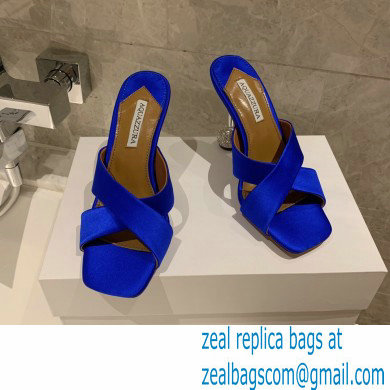 Aquazzura Heel 8.5cm Satin Yes Darling Mules Blue 2022 - Click Image to Close