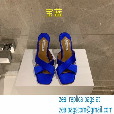 Aquazzura Heel 8.5cm Satin Yes Darling Mules Blue 2022 - Click Image to Close