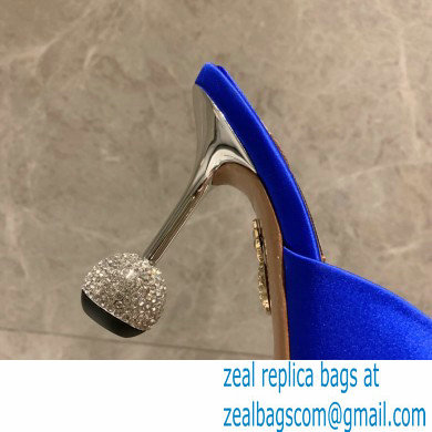 Aquazzura Heel 8.5cm Satin Yes Darling Mules Blue 2022 - Click Image to Close