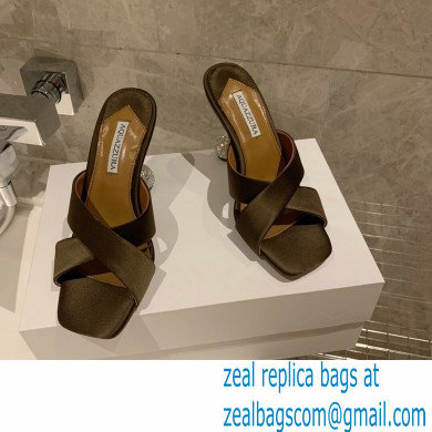 Aquazzura Heel 8.5cm Satin Yes Darling Mules Coffee 2022