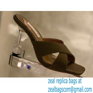 Aquazzura Heel 8.5cm Satin Yes Darling Mules Coffee 2022