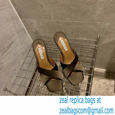 Aquazzura Heel 8.5cm Satin Yes Darling Mules Coffee 2022 - Click Image to Close