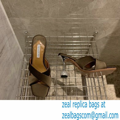 Aquazzura Heel 8.5cm Satin Yes Darling Mules Coffee 2022