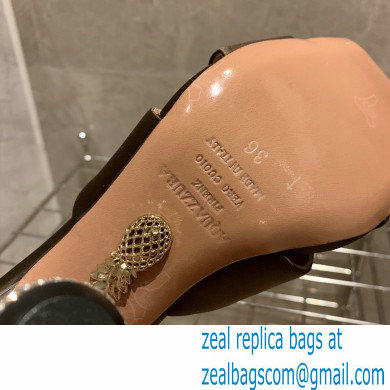 Aquazzura Heel 8.5cm Satin Yes Darling Mules Coffee 2022 - Click Image to Close