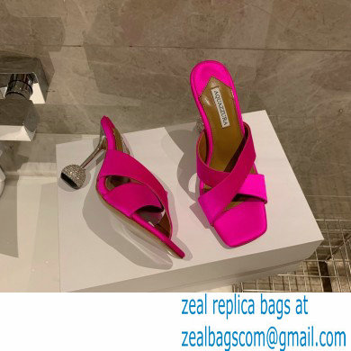 Aquazzura Heel 8.5cm Satin Yes Darling Mules Fuchsia 2022