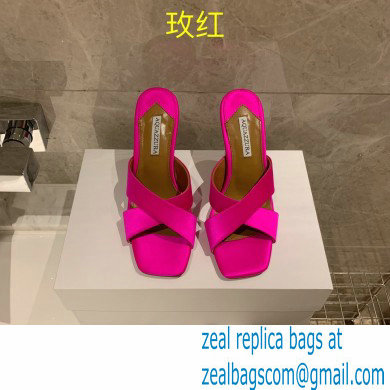 Aquazzura Heel 8.5cm Satin Yes Darling Mules Fuchsia 2022