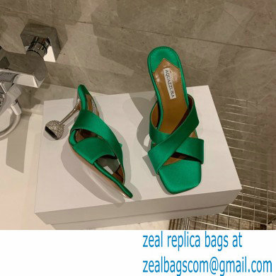 Aquazzura Heel 8.5cm Satin Yes Darling Mules Green 2022