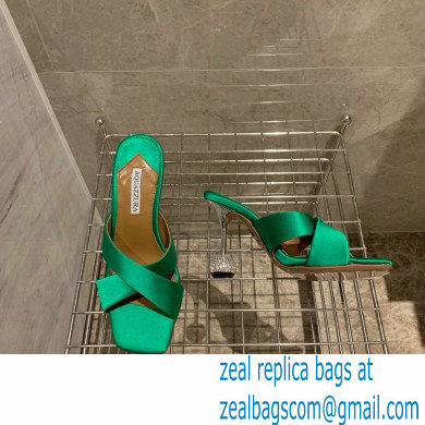 Aquazzura Heel 8.5cm Satin Yes Darling Mules Green 2022 - Click Image to Close