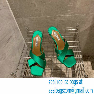 Aquazzura Heel 8.5cm Satin Yes Darling Mules Green 2022 - Click Image to Close