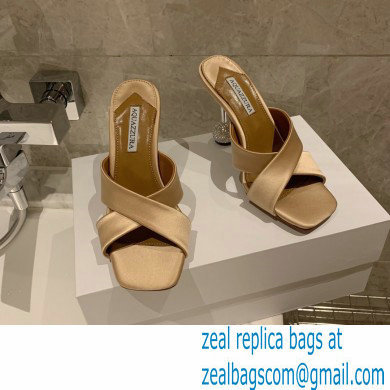 Aquazzura Heel 8.5cm Satin Yes Darling Mules Nude 2022