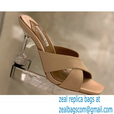 Aquazzura Heel 8.5cm Satin Yes Darling Mules Nude 2022