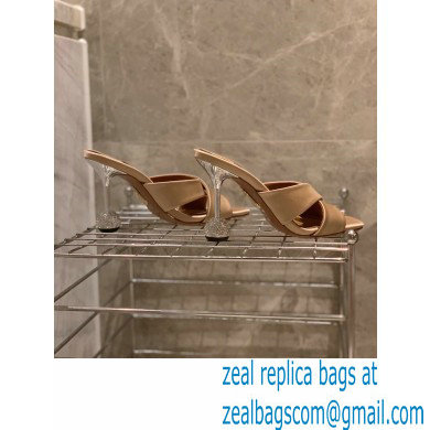 Aquazzura Heel 8.5cm Satin Yes Darling Mules Nude 2022 - Click Image to Close