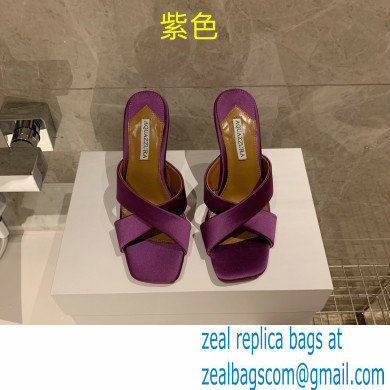 Aquazzura Heel 8.5cm Satin Yes Darling Mules Purple 2022