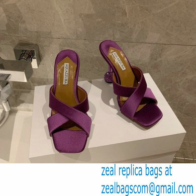 Aquazzura Heel 8.5cm Satin Yes Darling Mules Purple 2022