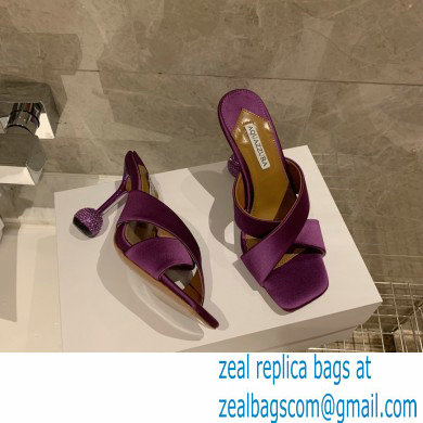 Aquazzura Heel 8.5cm Satin Yes Darling Mules Purple 2022