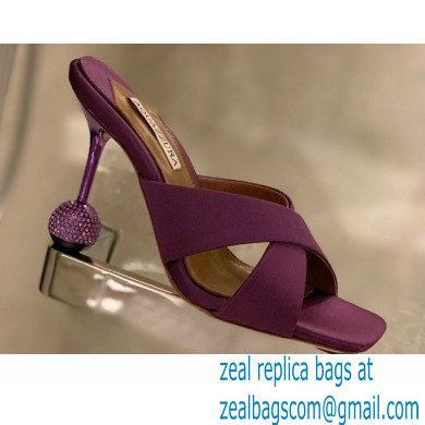 Aquazzura Heel 8.5cm Satin Yes Darling Mules Purple 2022