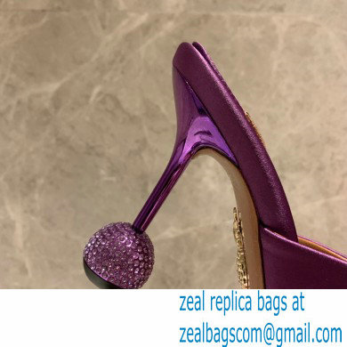 Aquazzura Heel 8.5cm Satin Yes Darling Mules Purple 2022