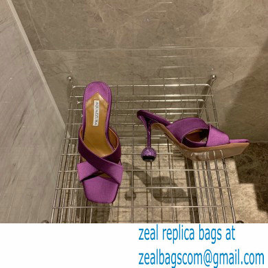 Aquazzura Heel 8.5cm Satin Yes Darling Mules Purple 2022