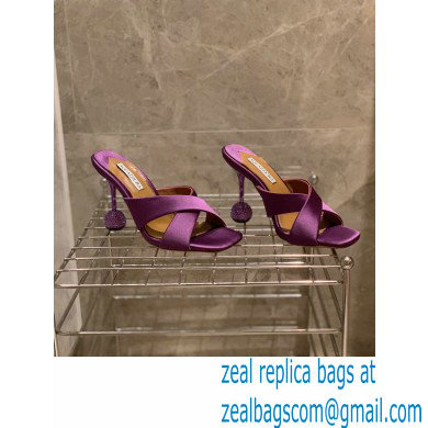 Aquazzura Heel 8.5cm Satin Yes Darling Mules Purple 2022