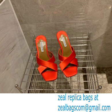 Aquazzura Heel 8.5cm Satin Yes Darling Mules Red 2022 - Click Image to Close