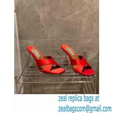 Aquazzura Heel 8.5cm Satin Yes Darling Mules Red 2022