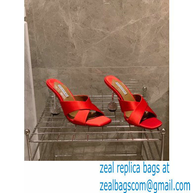 Aquazzura Heel 8.5cm Satin Yes Darling Mules Red 2022 - Click Image to Close