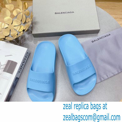 Balenciaga Chunky Slide Sandals in Rubber Blue 2022