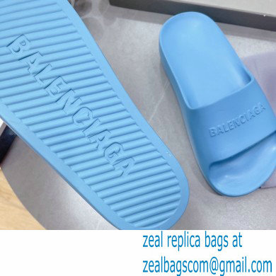 Balenciaga Chunky Slide Sandals in Rubber Blue 2022