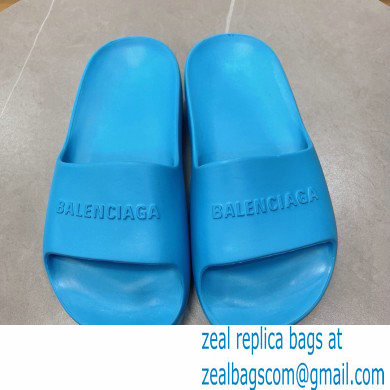 Balenciaga Chunky Slide Sandals in Rubber Blue 2022