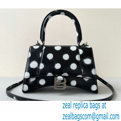 Balenciaga Hourglass Small Handbag Sprayed Polka Dots Printed Box Black 2022 - Click Image to Close