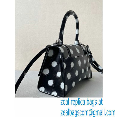 Balenciaga Hourglass Small Handbag Sprayed Polka Dots Printed Box Black 2022