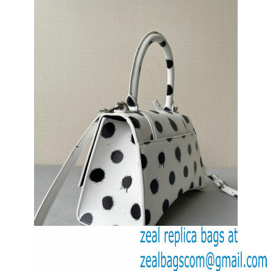 Balenciaga Hourglass Small Handbag Sprayed Polka Dots Printed Box White 2022