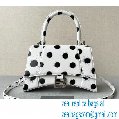 Balenciaga Hourglass Small Handbag Sprayed Polka Dots Printed Box White 2022