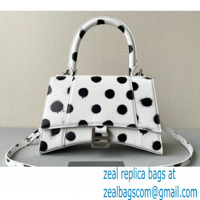 Balenciaga Hourglass Small Handbag Sprayed Polka Dots Printed Box White 2022 - Click Image to Close