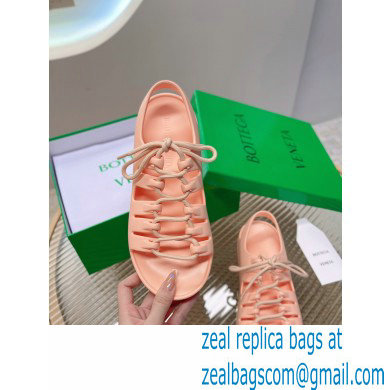 Bottega Veneta Jelly Rubber lace-up flat sandals Pink 2022 - Click Image to Close