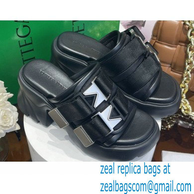 Bottega Veneta Padded technical fabric flash Heel sandals Black 2022 - Click Image to Close