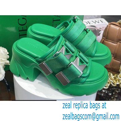 Bottega Veneta Padded technical fabric flash Heel sandals Green 2022 - Click Image to Close