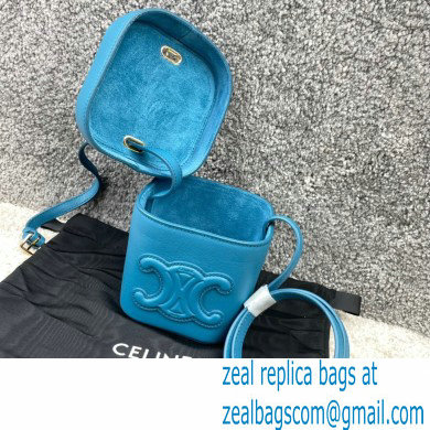 Ceine SMALL BOX cuir triomphe bag in Smooth Calfskin Blue 2022