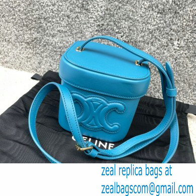 Ceine SMALL BOX cuir triomphe bag in Smooth Calfskin Blue 2022