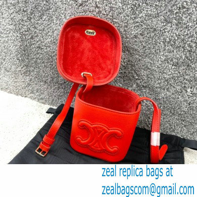 Ceine SMALL BOX cuir triomphe bag in Smooth Calfskin Red 2022