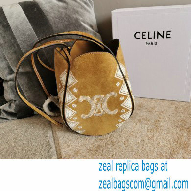 Celine Marlou Bag In Suede Calfskin With Triomphe Embroidery 2022 - Click Image to Close