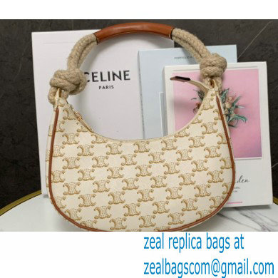 Celine Medium Strap Ava Bag with Rope in Triomphe Canvas and Calfskin White 2022 - Click Image to Close