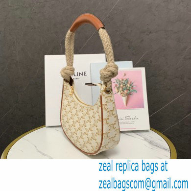 Celine Medium Strap Ava Bag with Rope in Triomphe Canvas and Calfskin White 2022